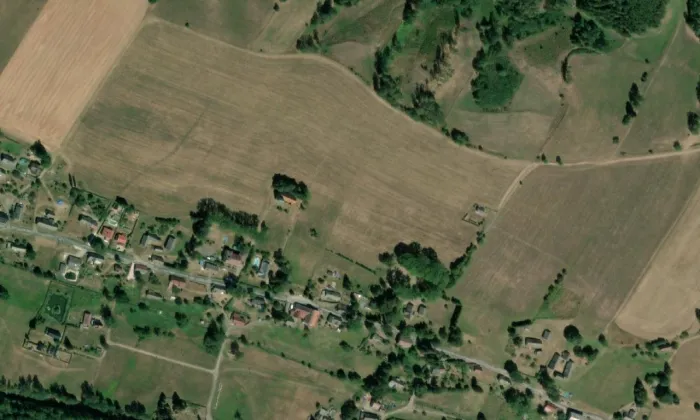 Kostel Nejsvětějšího Srdce Ježíšova (Borovnička) – letecký pohled
