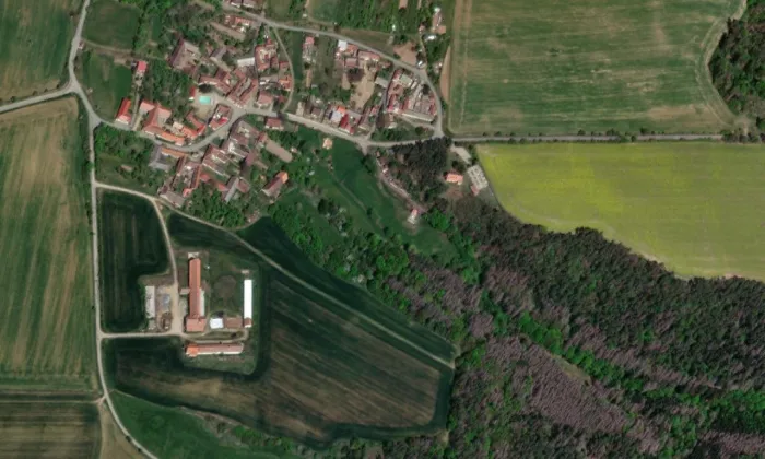 kostel Nejsvětějšího Srdce Páně (Oslnovice) – letecký pohled
