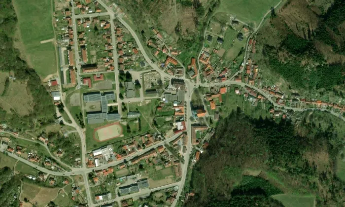 Kostel Panny Marie Bolestné (Sloup) – letecký pohled