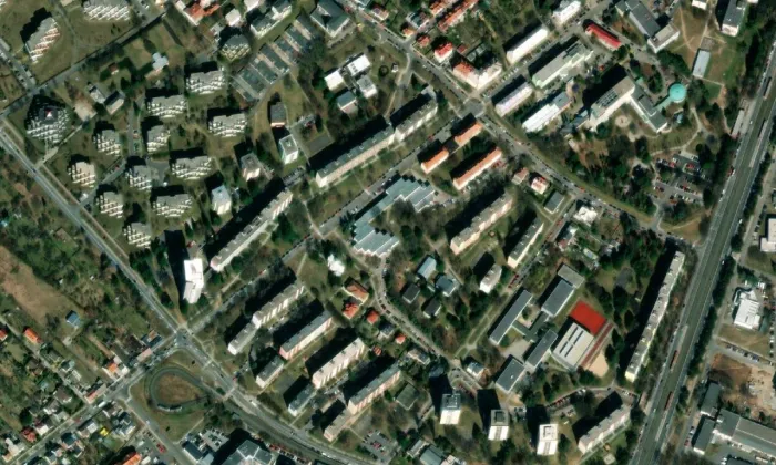 kostel Panny Marie Pomocnice (Nová Ulice) – letecký pohled