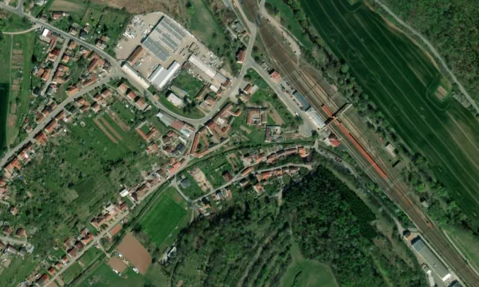 kostel Panny Marie Pomocnice (Skalice nad Svitavou) – letecký pohled