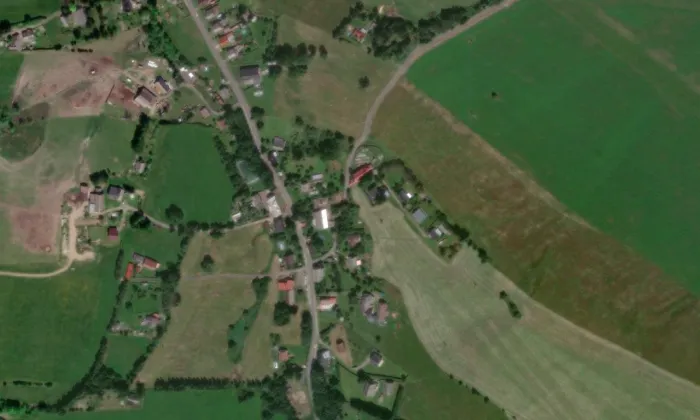 kostel Povýšení svatého Kříže (Dolní Boříkovice) – letecký pohled