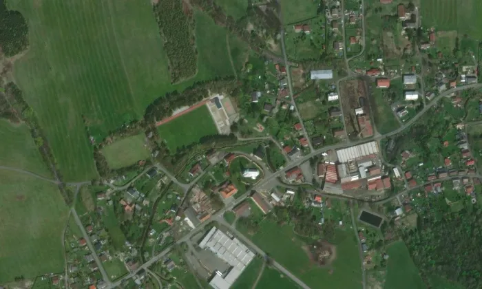 Kostel svaté Anny (Dětřichov) – letecký pohled