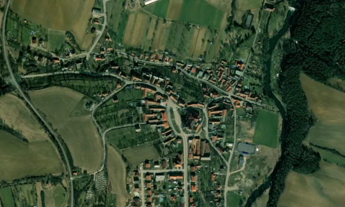 kostel svaté Anny (Přibyslavice) – letecký pohled