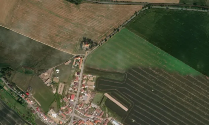 kostel svaté Barbory (Častohostice) – letecký pohled