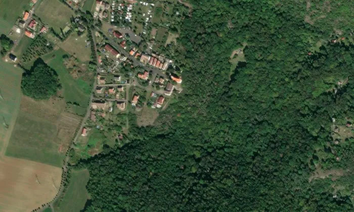 Kostel svaté Barbory (Dubice) – letecký pohled