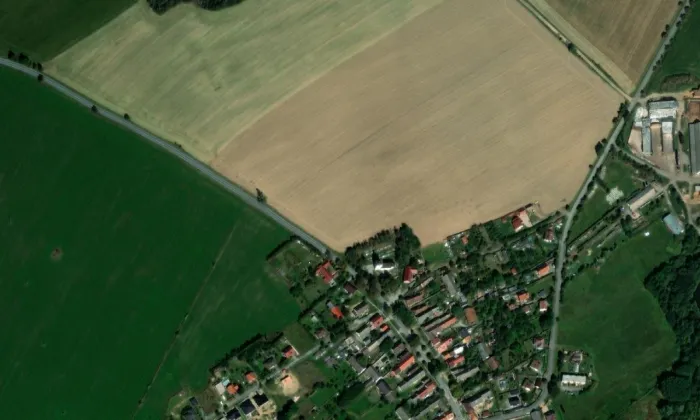 kostel svaté Barbory (Příseka) – letecký pohled