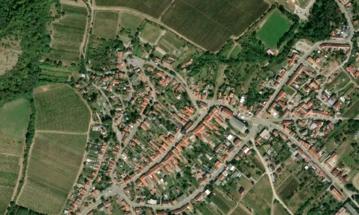 Kostel svaté Barbory (Pavlov) – letecký pohled
