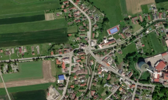 Kostel svaté Kateřiny (České Meziříčí) – letecký pohled