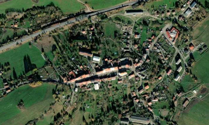 kostel svaté Kateřiny (Hořice na Šumavě) – letecký pohled