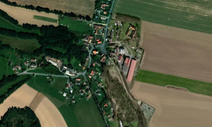 Kostel svaté Kateřiny (Nová Ves u Mladé Vožice) – letecký pohled