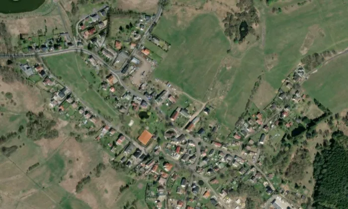 Kostel svaté Kateřiny (Olšová Vrata) – letecký pohled