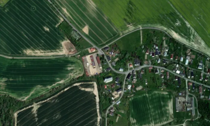 Kostel svaté Kateřiny (Slezské Rudoltice) – letecký pohled