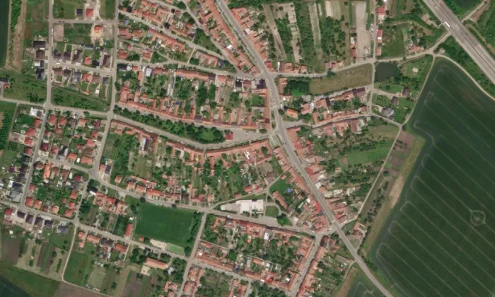 kostel svaté Kateřiny (Starovičky) – letecký pohled