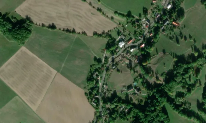 Kostel svaté Kateřiny Alexandrijské (Merboltice) – letecký pohled