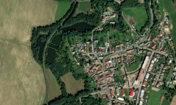 Kostel svaté Kunhuty (Kostelec) – letecký pohled