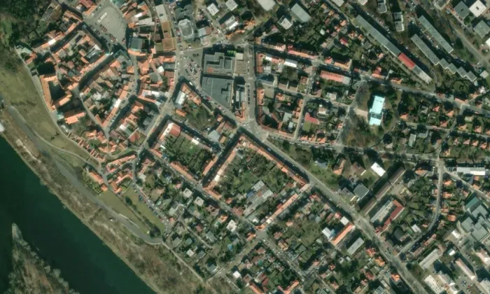 Kostel svaté Ludmily (Mělník) – letecký pohled