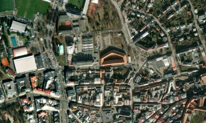 kostel Svatých schodů – letecký pohled