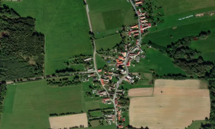 Kostel svatého Štěpána (Horní Bukovsko) – letecký pohled
