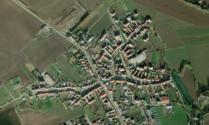 kostel svatého Štěpána (Malešovice) – letecký pohled