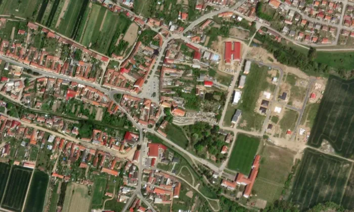 Kostel svatého Bartoloměje (Blížkovice) – letecký pohled