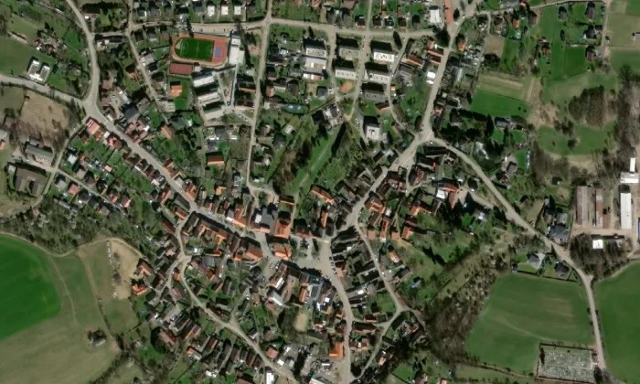 Kostel svatého Bartoloměje (Divišov) – letecký pohled
