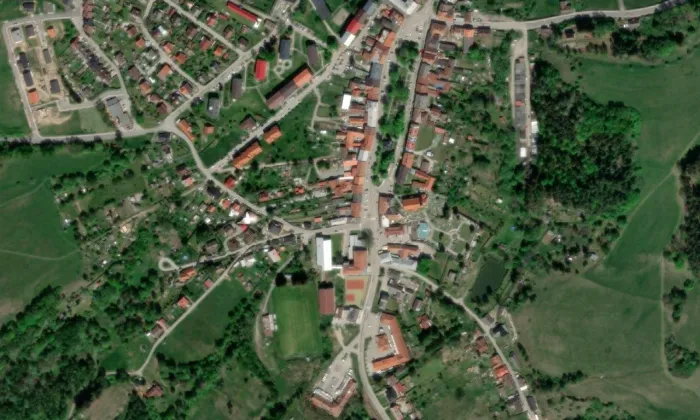 Kostel svatého Bartoloměje (Vyšší Brod) – letecký pohled