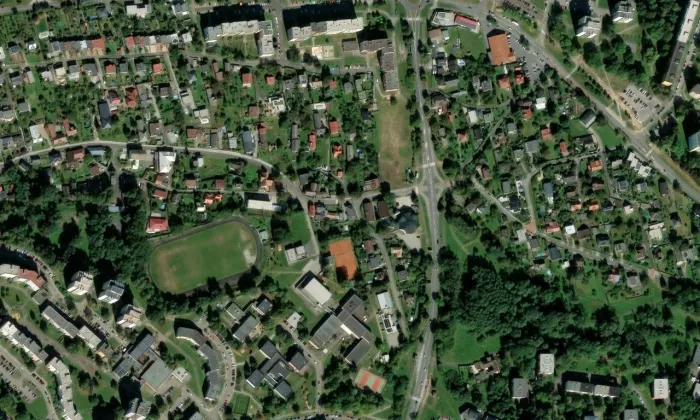 Kostel svatého Cyrila a Metoděje (Ostrava) – letecký pohled