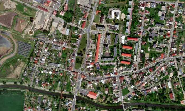 kostel svatého Filipa a Jakuba (Litovel) – letecký pohled