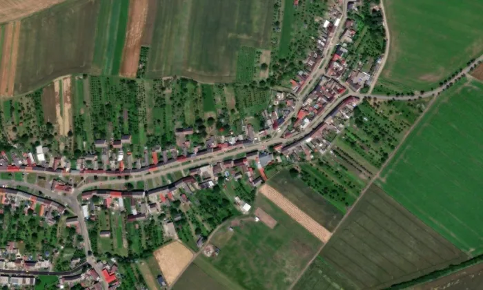 Kostel svatého Floriána (Roštění) – letecký pohled