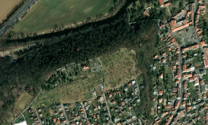 Kostel svatého Havla (Zbraslav) – letecký pohled