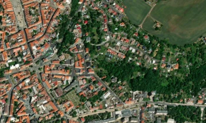 Kostel svatého Jakuba (Žatec) – letecký pohled