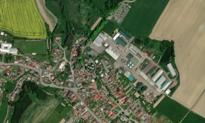 kostel svatého Jakuba (Velká Losenice) – letecký pohled