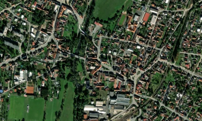 Kostel svatého Jakuba Staršího (Staňkov II) – letecký pohled