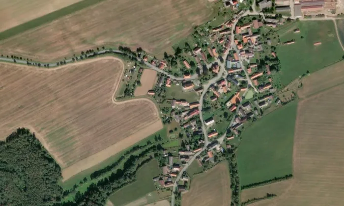 Kostel svatého Jakuba Většího (Žebnice) – letecký pohled