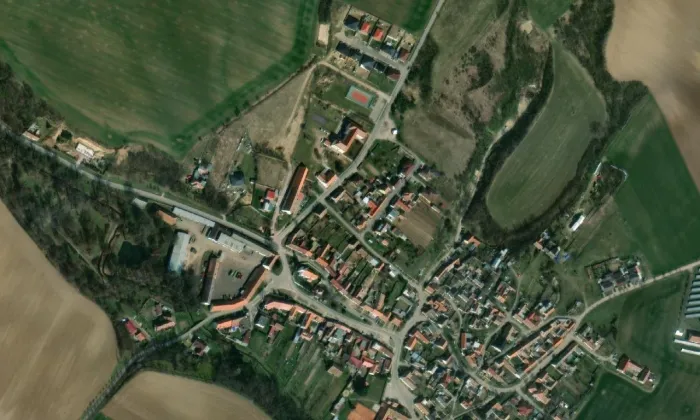 kostel svatého Jakuba Většího (Želetice) – letecký pohled