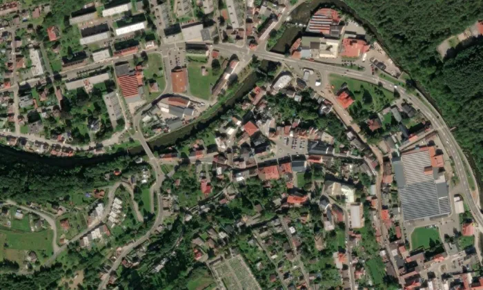 Kostel svatého Jakuba Většího (Úpice) – letecký pohled