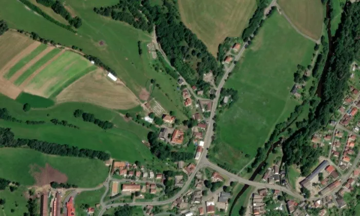 Kostel svatého Jakuba Většího (Dalečín) – letecký pohled