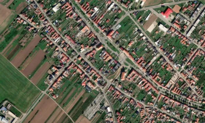 kostel svatého Jakuba Většího (Moravská Nová Ves) – letecký pohled