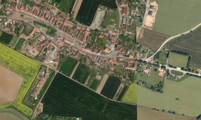 Kostel svatého Jakuba Většího (Vratěnín) – letecký pohled