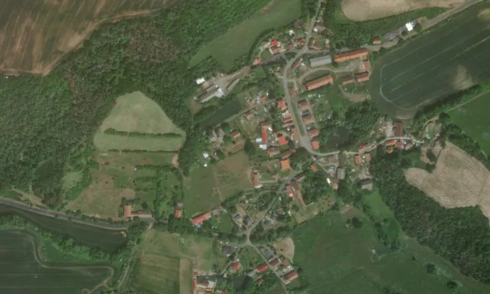 Kostel svatého Jana Křtitele (Děkov) – letecký pohled