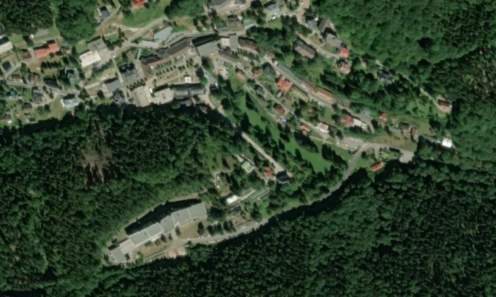 Kostel svatého Jana Křtitele (Janské Lázně) – letecký pohled