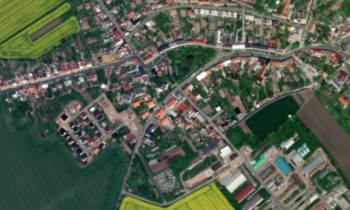 Kostel svatého Jana Křtitele (Olšany u Prostějova) – letecký pohled