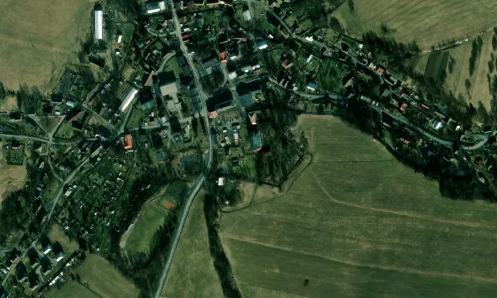 Kostel svatého Jana Křtitele (Ryžoviště) – letecký pohled