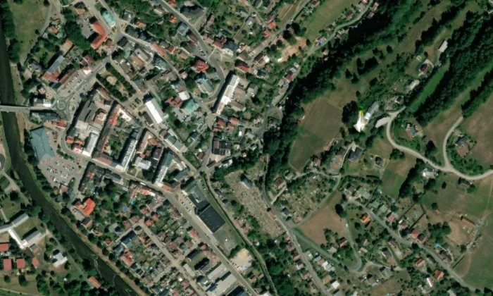 Kostel svatého Jana Křtitele (Semily) – letecký pohled