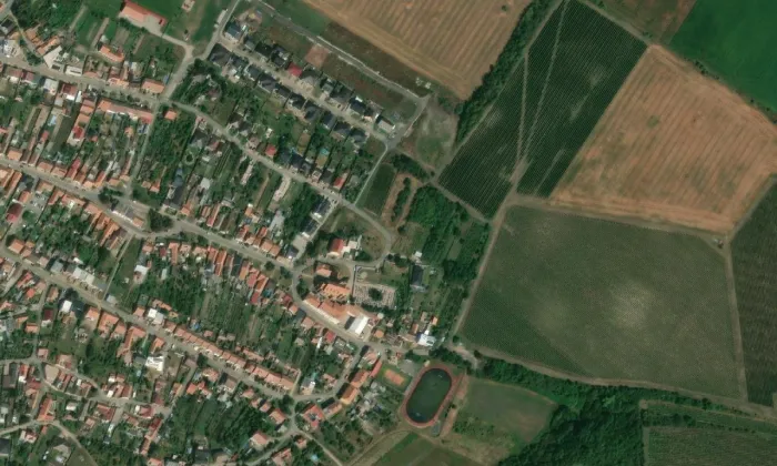kostel svatého Jana Křtitele (Zaječí) – letecký pohled