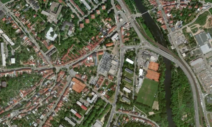 kostel svatého Jana Křtitele a svatého Jana Evangelisty (Bystrc) – letecký pohled