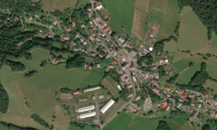 kostel svatého Jana Nepomuckého (Cotkytle) – letecký pohled