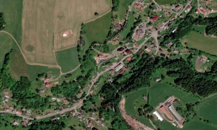 kostel svatého Jana Nepomuckého (Orličky) – letecký pohled