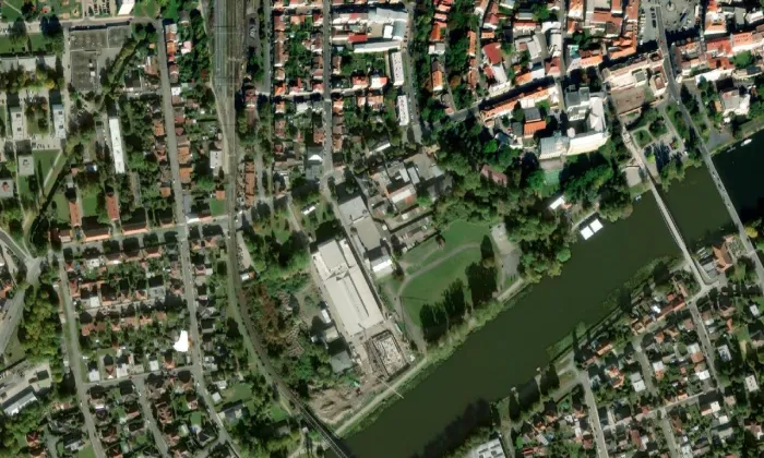 Kostel svatého Jiří (Nymburk) – letecký pohled